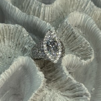 Shiny 925 Sterling Silver CZ Ring Size 6