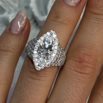 Shiny 925 Sterling Silver CZ Ring Size 6