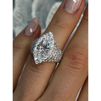 SHINY 925 STERLING SILVER CZ RING SIZE 6