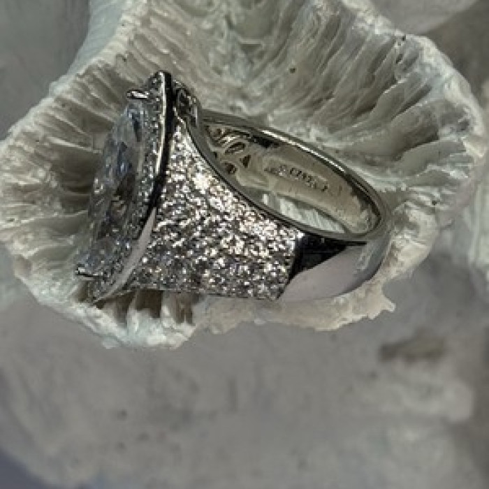 Shiny 925 Sterling Silver CZ Ring Size 6