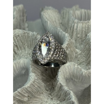 SHINY 925 STERLING SILVER CZ RING SIZE 6