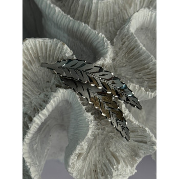 925 Sterling Silver Brooch Leaves Width 2.1 Inch