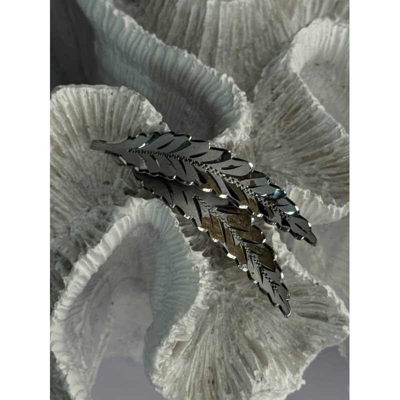 925 Sterling Silver Brooch Leaves Width 2.1 Inch