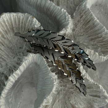 925 Sterling Silver Brooch Leaves Width 2.1 Inch