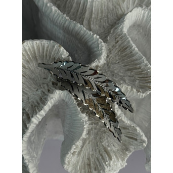 925 Sterling Silver Brooch Leaves Width 2.1 Inch