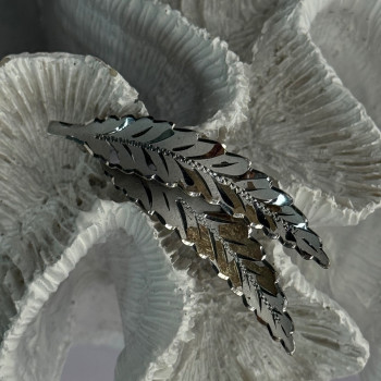925 Sterling Silver Brooch Leaves Width 2.1 Inch
