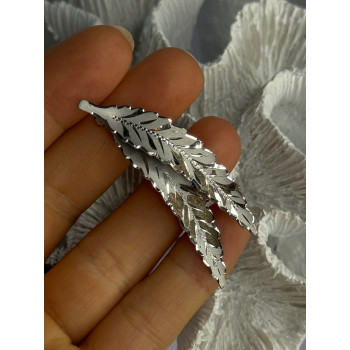 925 Sterling Silver Brooch Leaves Width 2.1 Inch