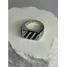925 Sterling Silver Black Enamel & CZ Men's Ring Size 11