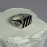 925 Sterling Silver Black Enamel & CZ Men'S Ring Size 11