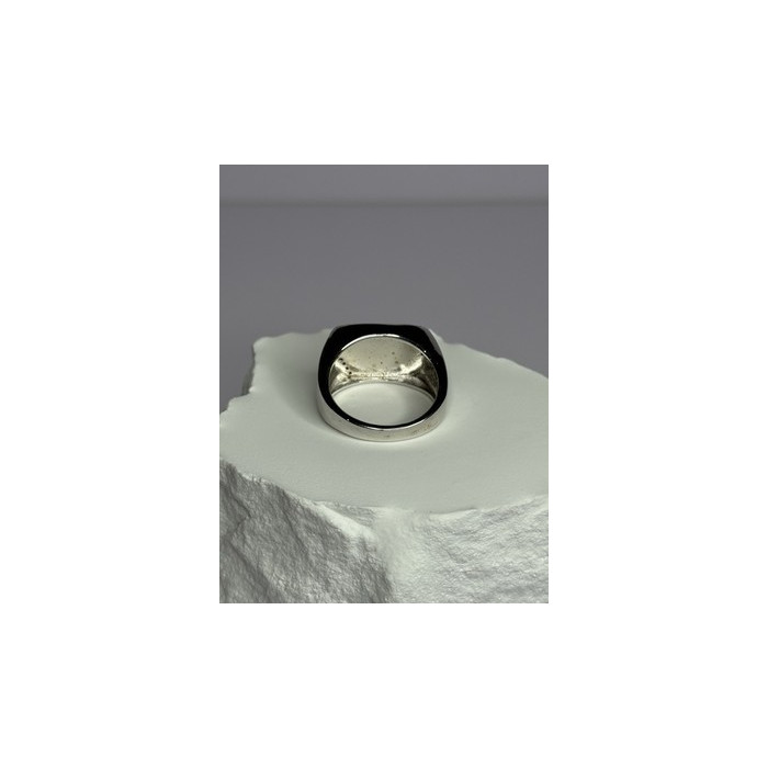 925 Sterling Silver Black Enamel & CZ Men's Ring Size 11