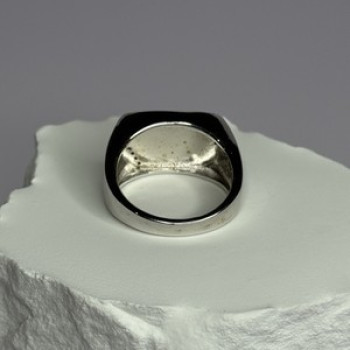 925 Sterling Silver Black Enamel & CZ Men'S Ring Size 11