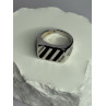 925 Sterling Silver Black Enamel & CZ Men's Ring Size 11