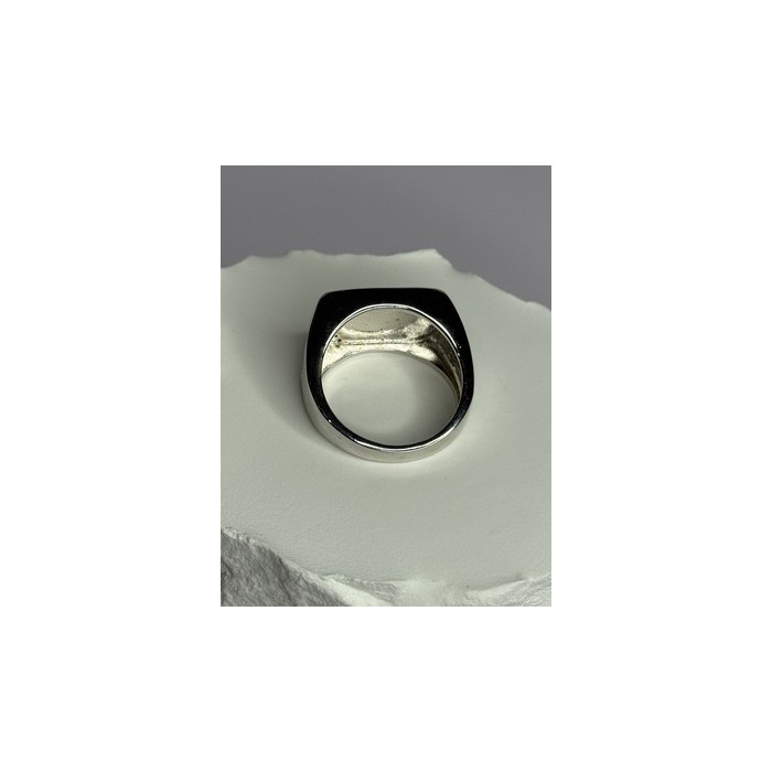 925 Sterling Silver Black Enamel & CZ Men's Ring Size 11