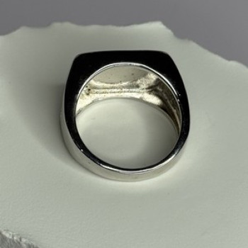 925 Sterling Silver Black Enamel & CZ Men'S Ring Size 11