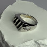 925 Sterling Silver Black Enamel & CZ Men'S Ring Size 11