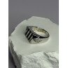 925 Sterling Silver Black Enamel & CZ Men's Ring Size 11