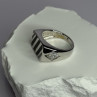 925 Sterling Silver Black Enamel & CZ Men'S Ring Size 11