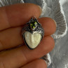 925 Sterling Silver Goddess Face Carved Peridot Pendant Length 1 Inch