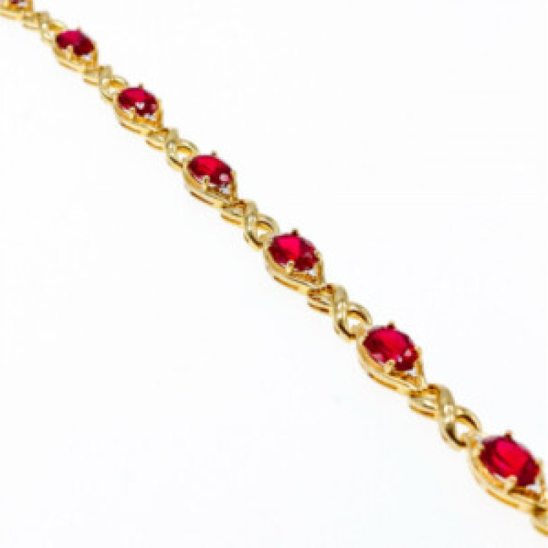 925 Sterling Silver Gold Plated Ruby Bracelet