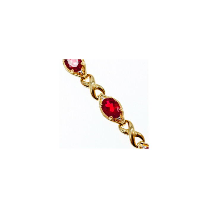 925 STERLING SILVER GOLD PLATED RUBY BRACELET