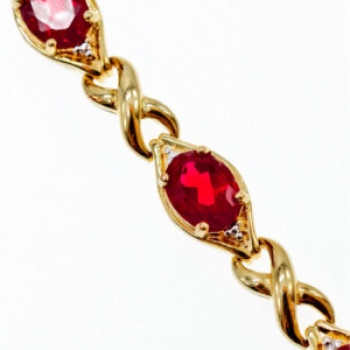 925 Sterling Silver Gold Plated Ruby Bracelet