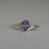 925 Sterling Silver Amethyst & CZ Ring Size 7