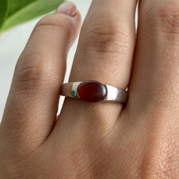 Vintage 925 Sterling Silver Agate Ring Size 7.25