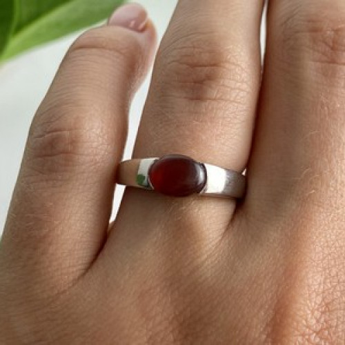 Vintage 925 Sterling Silver Agate Ring Size 7.25