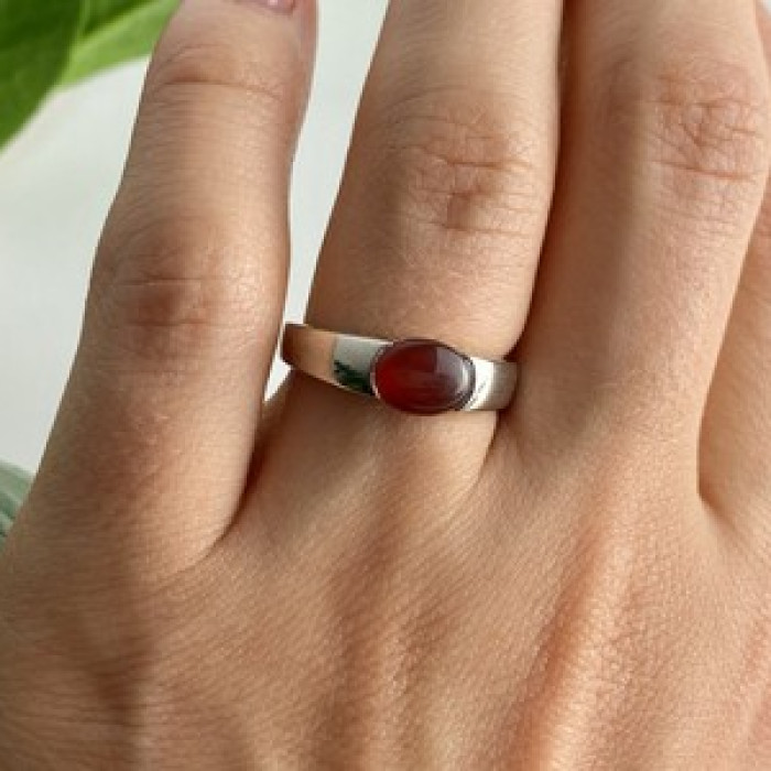 Vintage 925 Sterling Silver Agate Ring Size 7.25