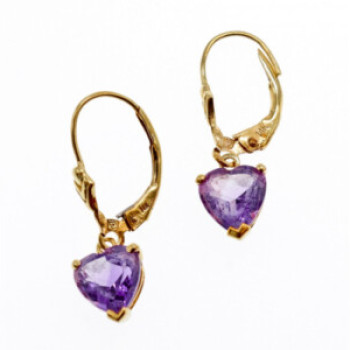 14K Yellow Gold Amethyst Earrings