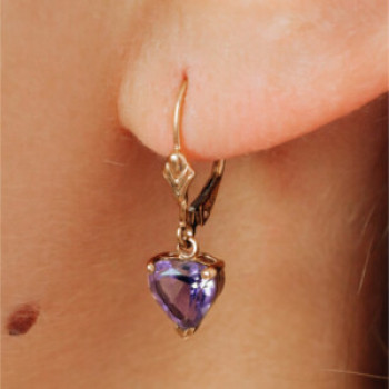 14K Yellow Gold Amethyst Earrings