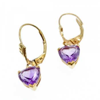 14K Yellow Gold Amethyst Earrings