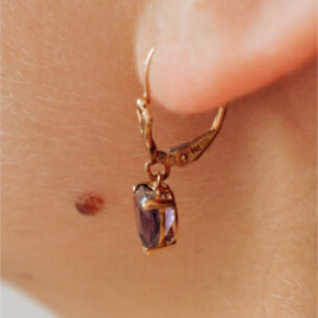 14K Yellow Gold Amethyst Earrings