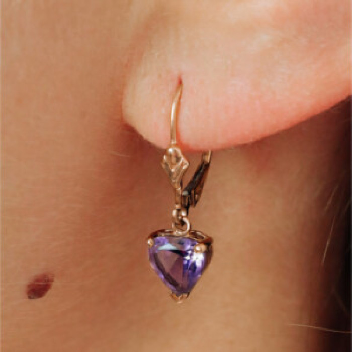 14K Yellow Gold Amethyst Earrings