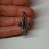 925 Sterling Silver Amethyst & Marcasite Cross Length 1.3 In
