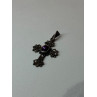 925 Sterling Silver Amethyst & Marcasite Cross Length 1.3 In
