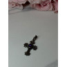 925 Sterling Silver Amethyst & Marcasite Cross Length 1.3 In