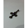 925 Sterling Silver Amethyst & Marcasite Cross Length 1.3 In