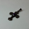 925 Sterling Silver Amethyst & Marcasite Cross Length 1.3 In
