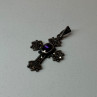 925 Sterling Silver Amethyst & Marcasite Cross Length 1.3 In