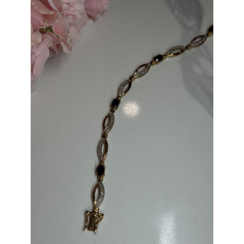 925 STERLING SILVER GOLD PLATED SAPPHIRE BRACELET LENGTH 7.5 in