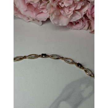925 STERLING SILVER GOLD PLATED SAPPHIRE BRACELET LENGTH 7.5 in