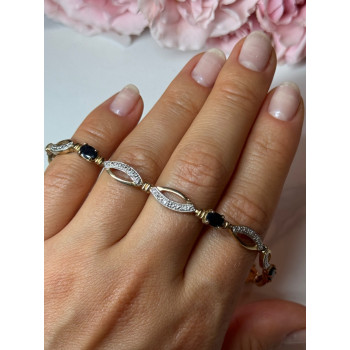 925 STERLING SILVER GOLD PLATED SAPPHIRE BRACELET LENGTH 7.5 in