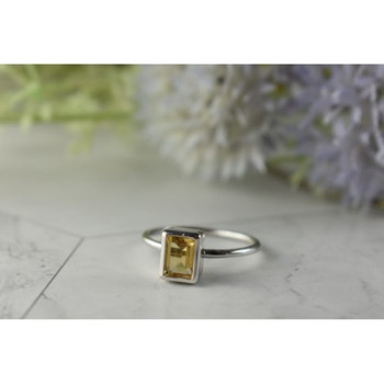 925 Sterling Silver Citrine Ring Size 7.5