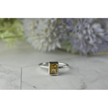 925 Sterling Silver Citrine Ring Size 7.5