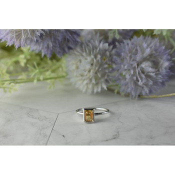 925 Sterling Silver Citrine Ring Size 7.5
