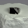 925 Sterling Silver Black Enamel & CZ Men'S Ring Size 11