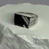925 Sterling Silver Black Enamel & CZ Men'S Ring Size 11
