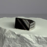 925 Sterling Silver Black Enamel & CZ Men'S Ring Size 11