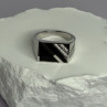 925 Sterling Silver Black Enamel & CZ Men'S Ring Size 11